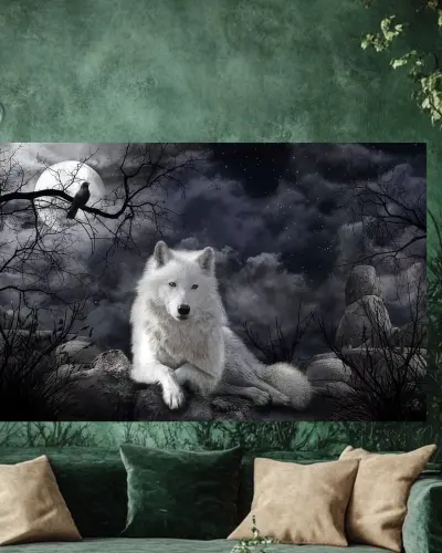 Tableau Loup Pleine Lune